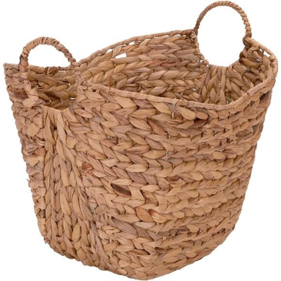 Essentials ML-4002 Tall Water Hyacinth Wicker Basket with Handles - Picture 1 of 16